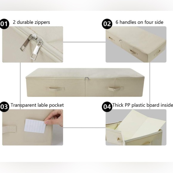 iwii Create Pro Large Underbed Storage Box Beige 39.4*16.9*7" New Dorm School - Picture 6 of 14